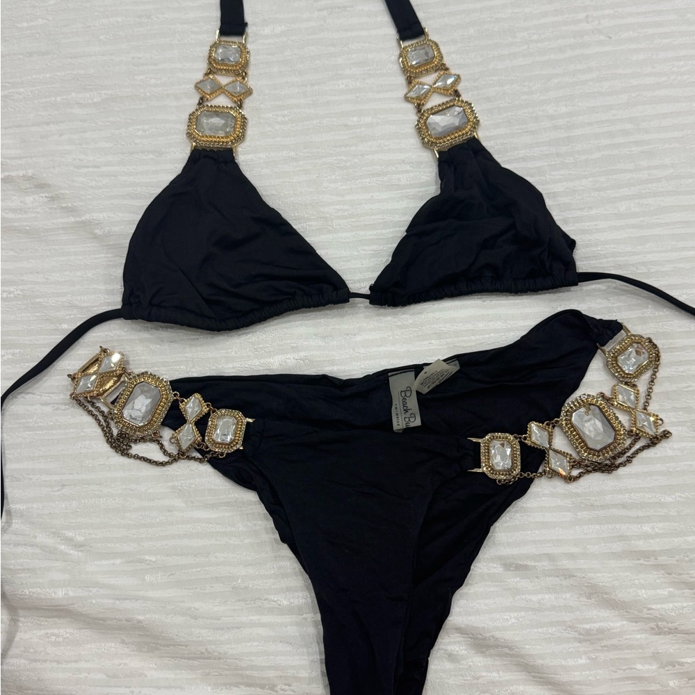 Beach Bunny Black Bikini with Gold Accents